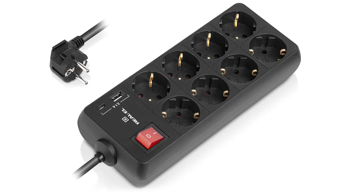 Фільтр живлення REAL-EL RS-Protect 805 3м Black (EL122300043) - зображення 1