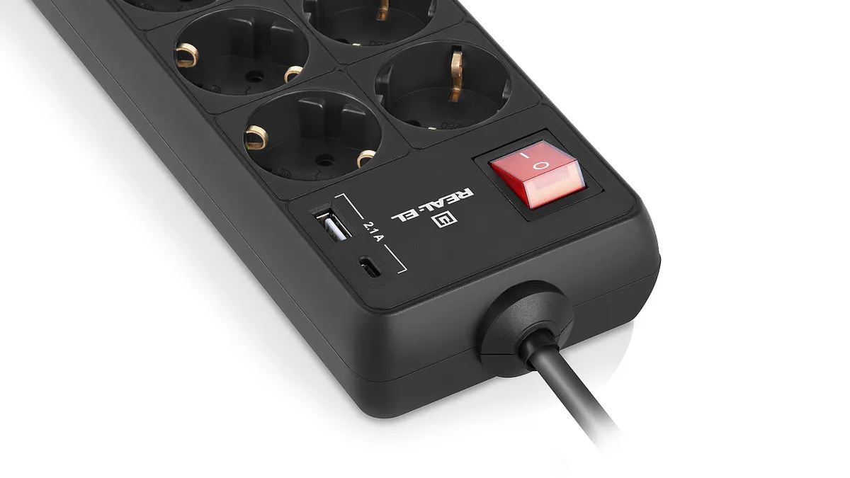 Фільтр живлення REAL-EL RS-Protect 805 1.8м Black (EL122300042) - мініатюра 2