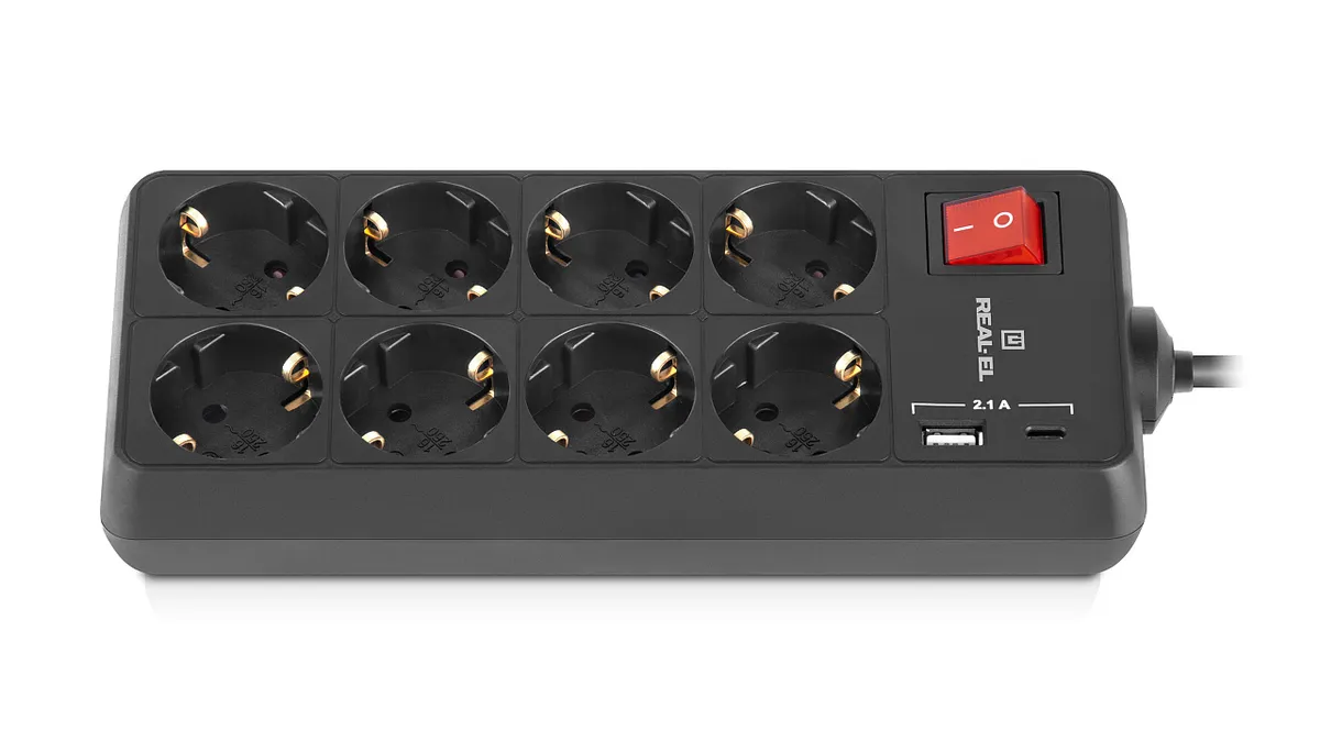 Фільтр живлення REAL-EL RS-Protect 805 1.8м Black (EL122300042) - мініатюра 4