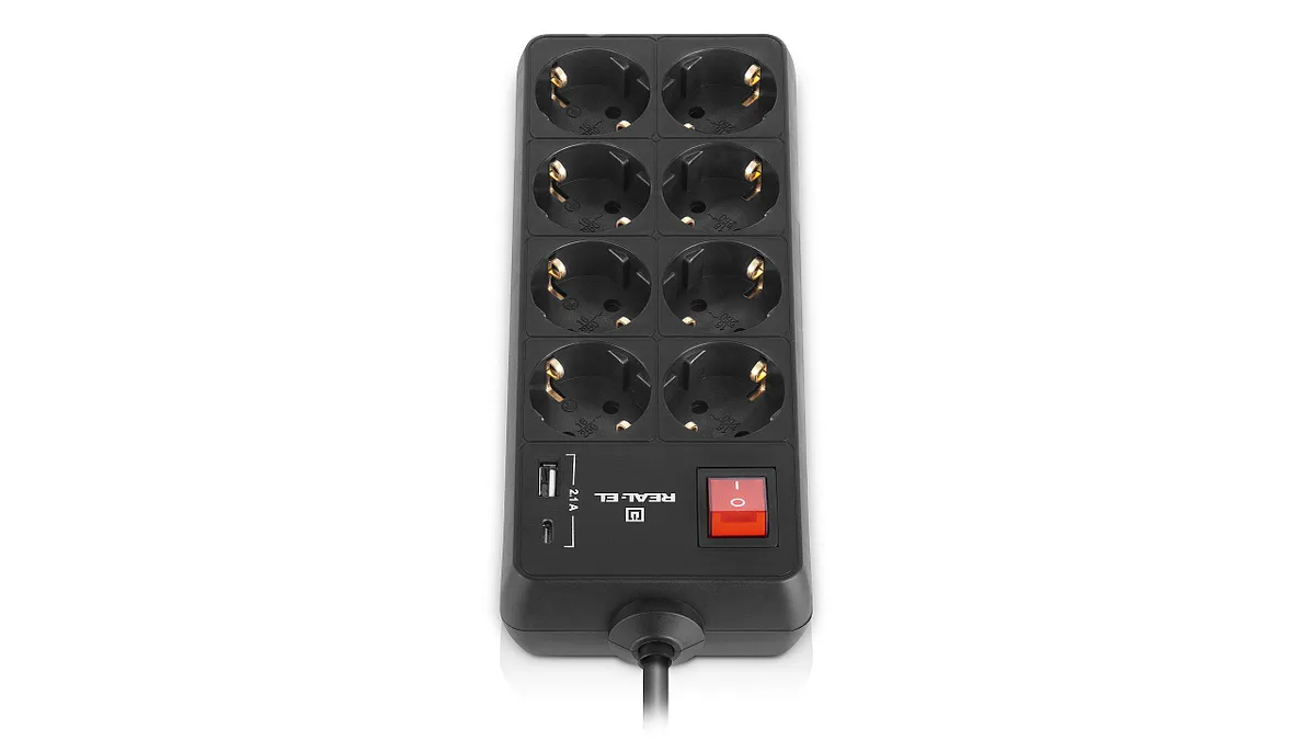 Фільтр живлення REAL-EL RS-Protect 805 1.8м Black (EL122300042) - мініатюра 5