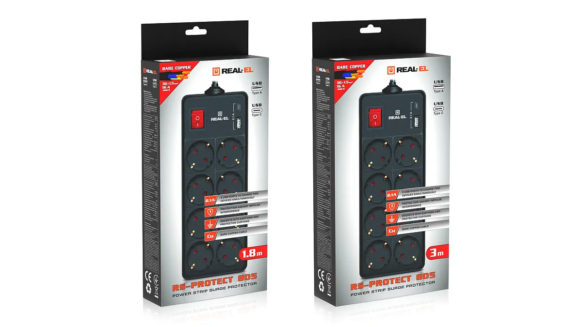 Фільтр живлення REAL-EL RS-Protect 805 1.8м Black (EL122300042) - мініатюра 9