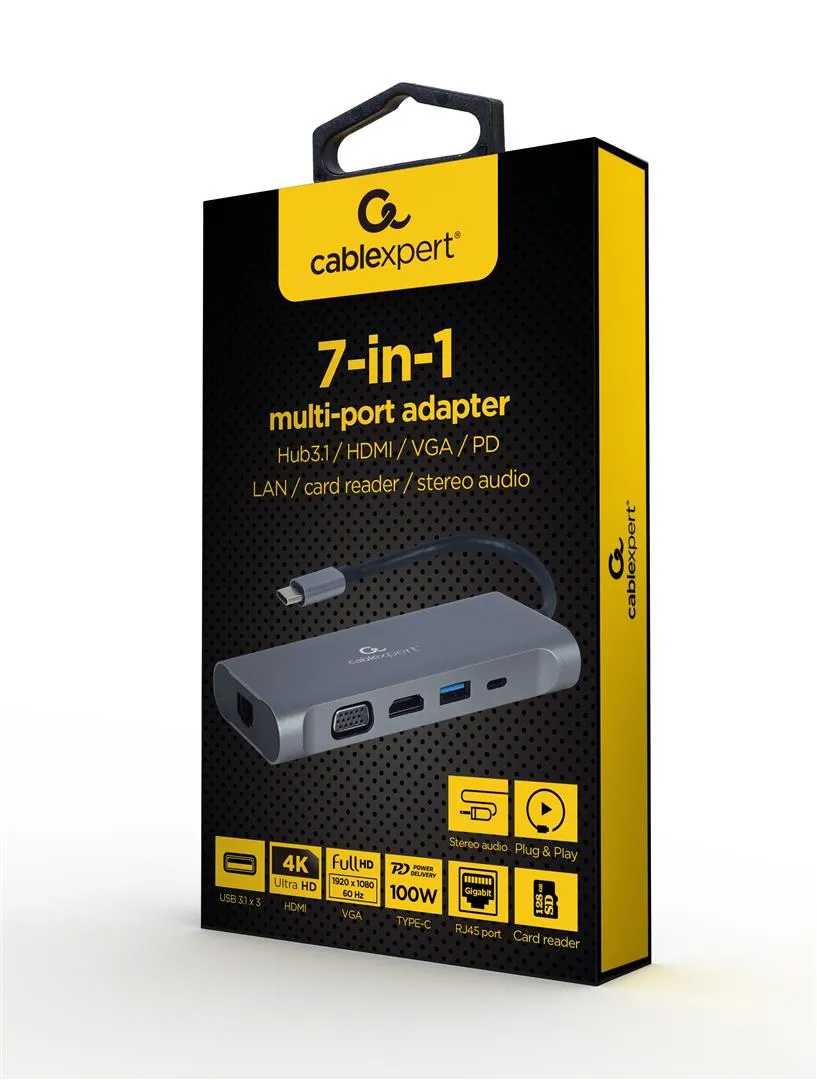 Док станція Cablexpert USB-C 7-в-1 (A-CM-COMBO7-01) - мініатюра 3