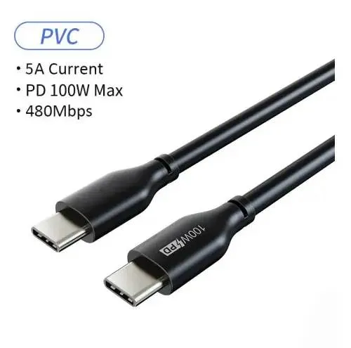 Кабель Cabletime USB Type-C - USB Type-C (M/M) PD 100W, 2 м, Black (CU02L) - мініатюра 2