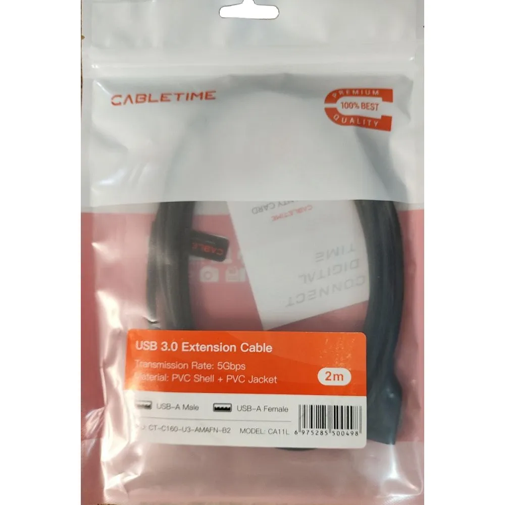 Кабель-подовжувач Cabletime USB - USB V 3.0 (M/F), 2 м, Black (CA11L) - мініатюра 2