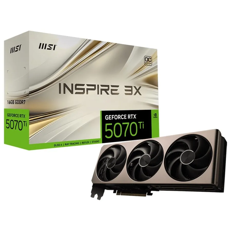 Відеокарта GF RTX 5070 Ti 16GB GDDR7 Inspire 3X OC MSI (GeForce RTX 5070 Ti 16G INSPIRE 3X OC) - зображення 1
