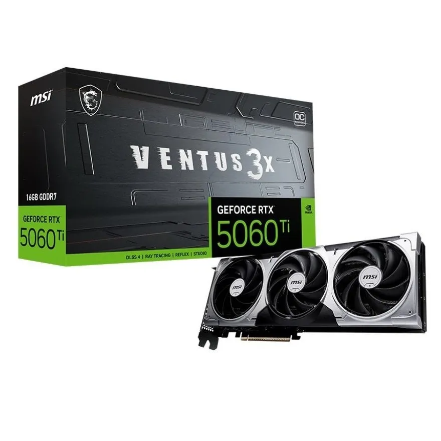 Відеокарта GF RTX 5060 Ti 16GB GDDR7 Ventus 3X OC MSI (GeForce RTX 5060 Ti 16G VENTUS 3X OC) - зображення 1