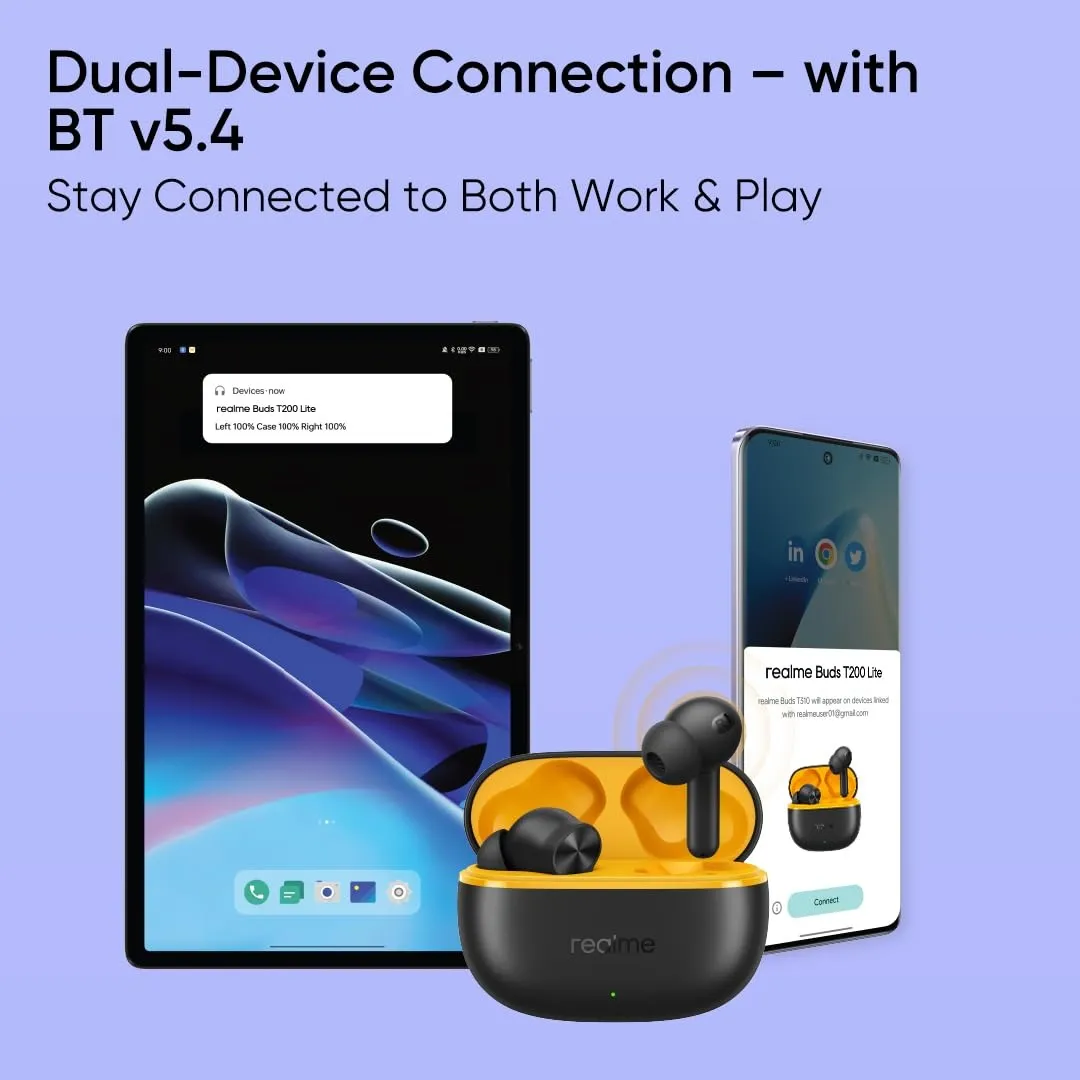 Bluetooth-гарнітура Realme Buds T200 Lite Volt Black_EU - мініатюра 5