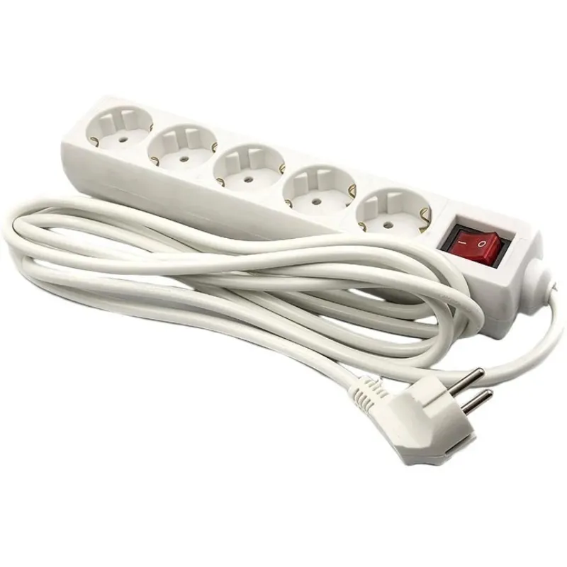 Фільтр живлення PowerPlant JY-1052/3 (PPSA08M30S5) 5 розеток, 3 м, білий, кульок - зображення 1