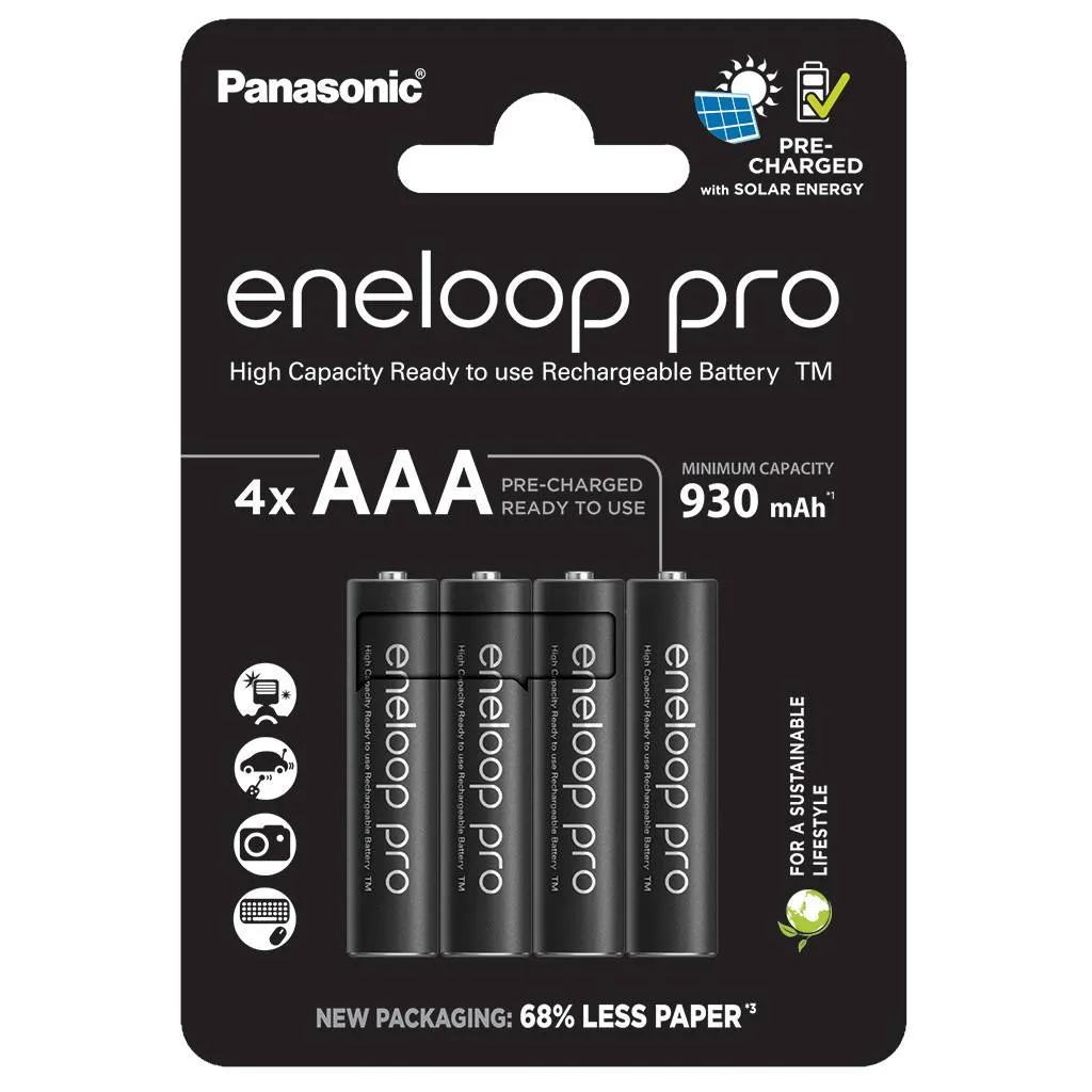 Акумулятори Panasonic Eneloop Pro AAA/HR03 NI-MH 930 mAh BL 4 шт  - зображення 1
