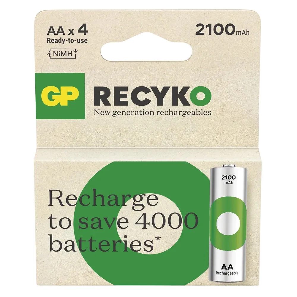 Акумулятори GP Recyko AA/HR06 NI-MH 2100 mAh BL 4 шт - зображення 1