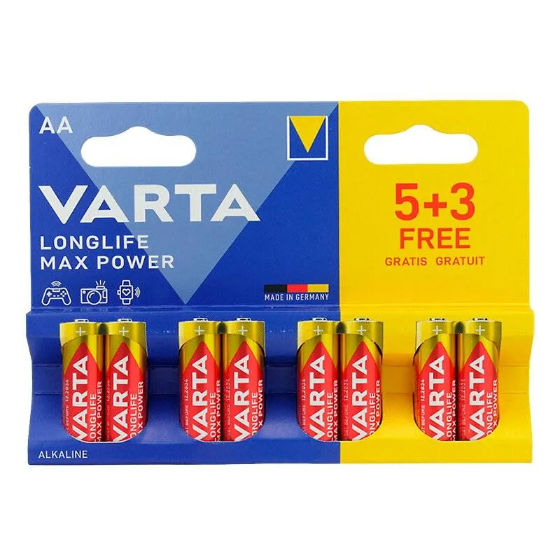 Батарейка Varta Longlife Max Power AAA/LR03 BL  8(5+3)шт - зображення 1