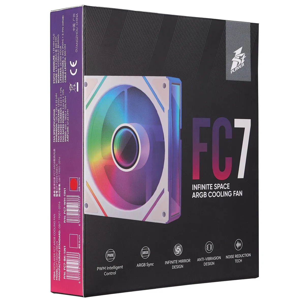 Вентилятор 1stPlayer FC7 White (FC7-WH-1IN1) - мініатюра 5