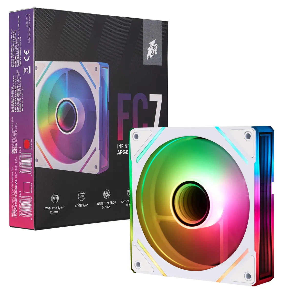 Вентилятор 1stPlayer FC7 White (FC7-WH-1IN1) - мініатюра 7