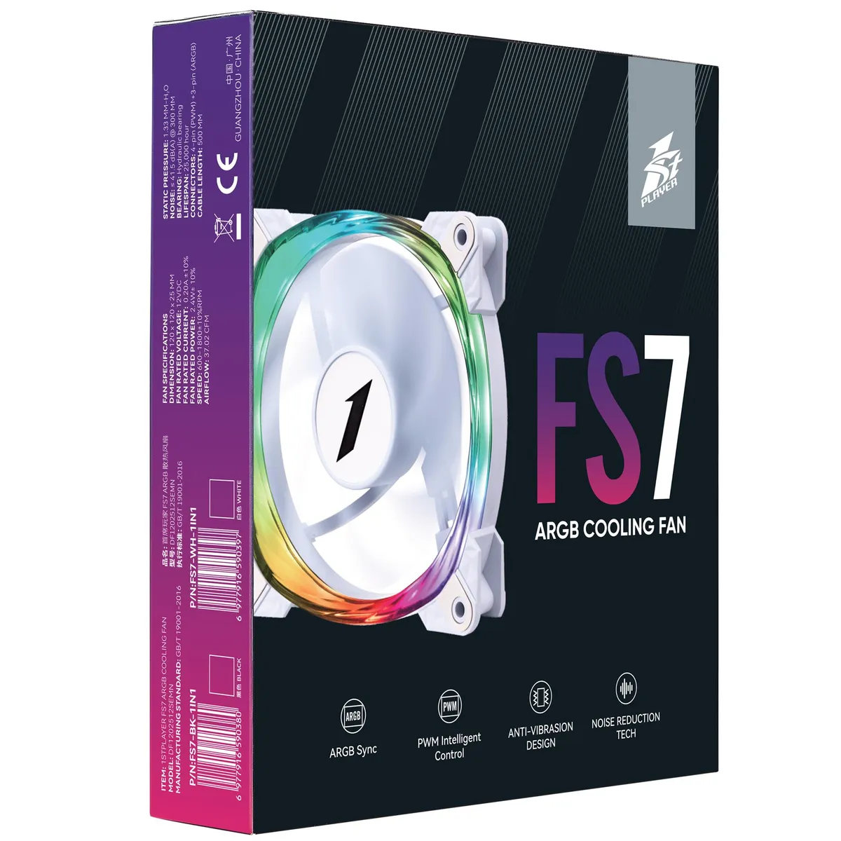 Вентилятор 1stPlayer FS7 White (FS7-WH-1IN1) - мініатюра 5