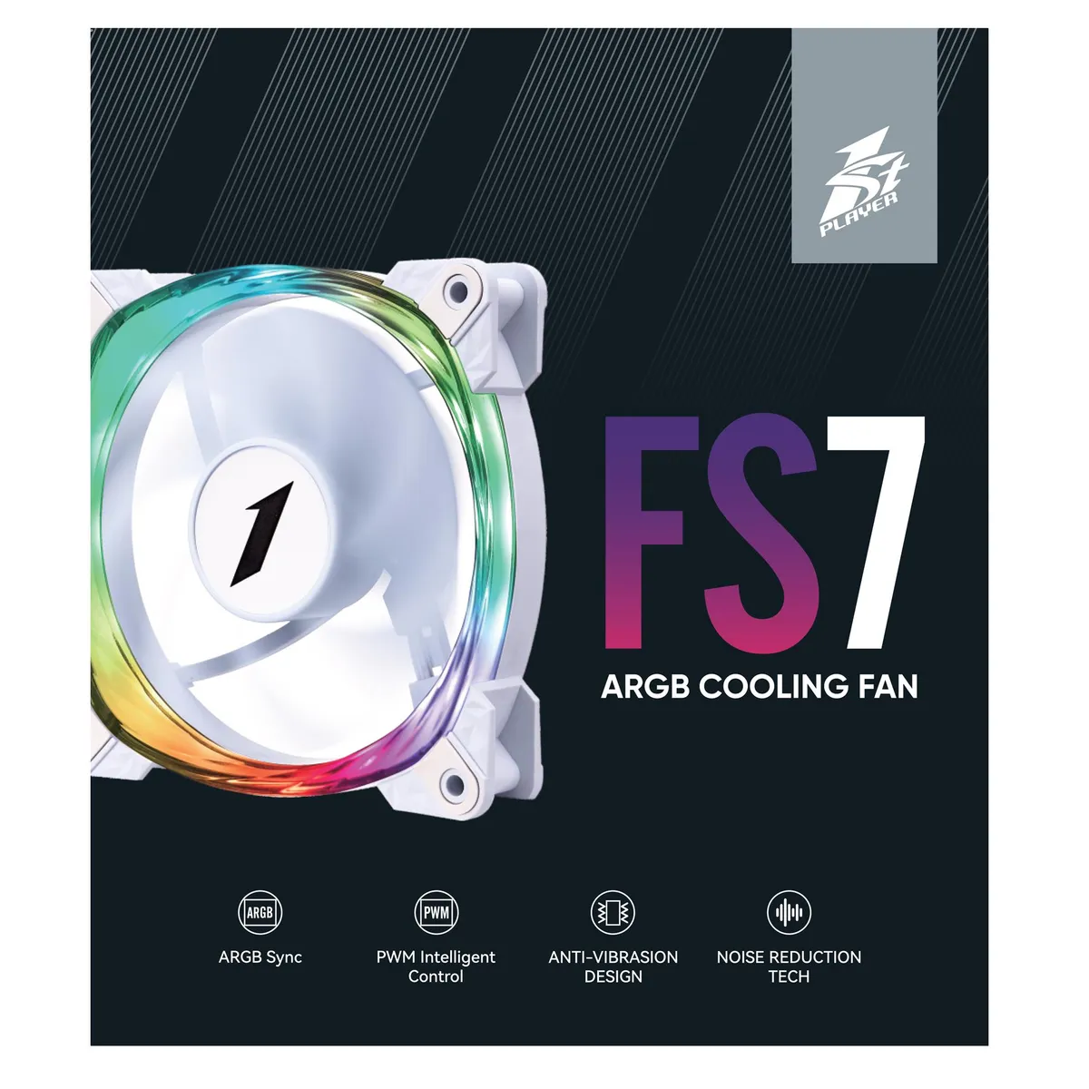 Вентилятор 1stPlayer FS7 White (FS7-WH-1IN1) - мініатюра 7