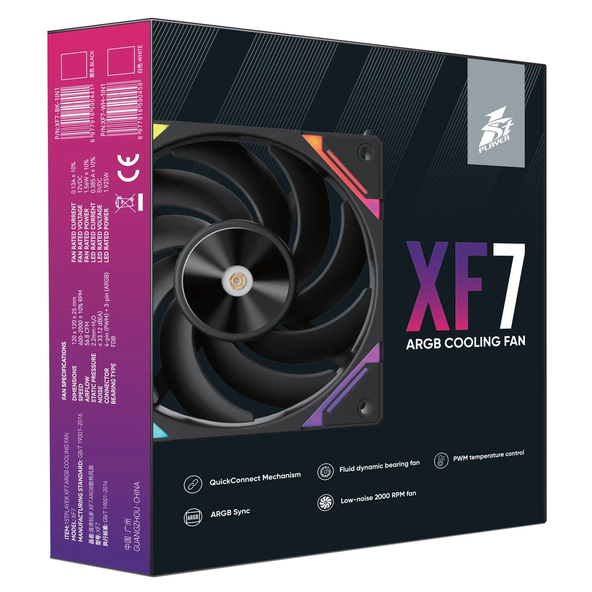Вентилятор 1stPlayer XF7 Black (XF7-BK-1IN1) - мініатюра 4