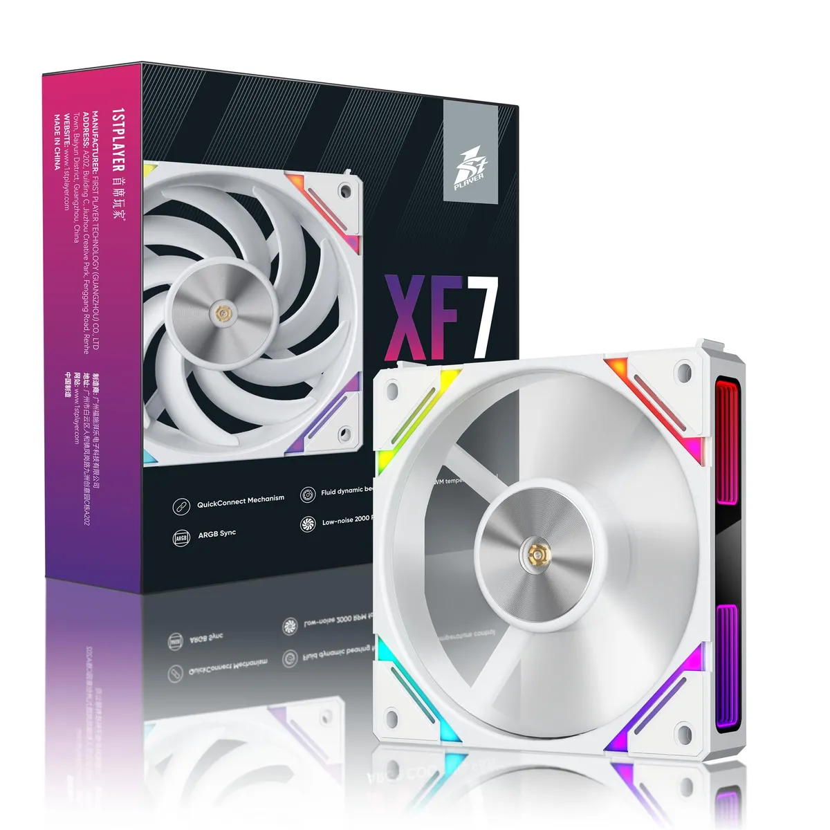 Вентилятор 1stPlayer XF7 White (XF7-WH-1IN1) - мініатюра 4