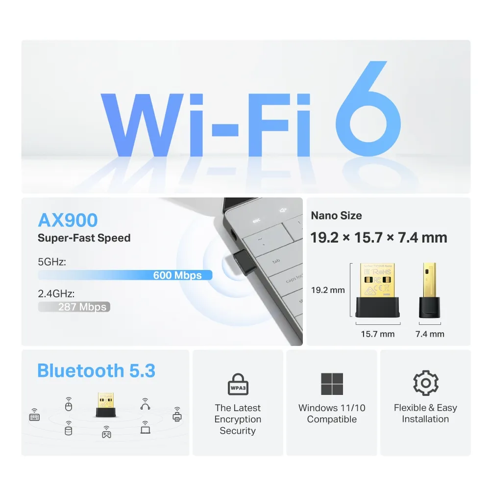 Мережева карта Wi-Fi TP-Link ARCHER-TX10UB-NANO - мініатюра 6