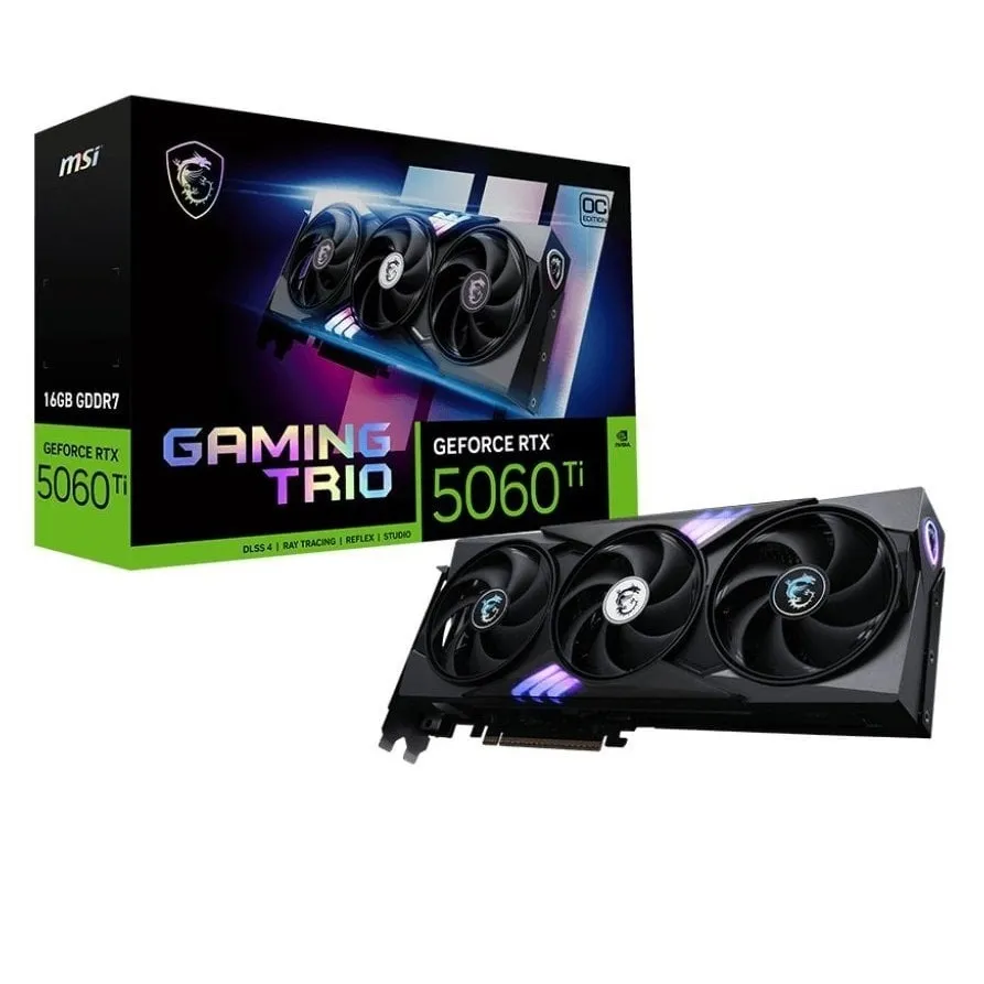 Відеокарта GF RTX 5060 Ti 16GB GDDR7 Gaming Trio OC MSI (GeForce RTX 5060 Ti 16G GAMING TRIO OC) - зображення 1
