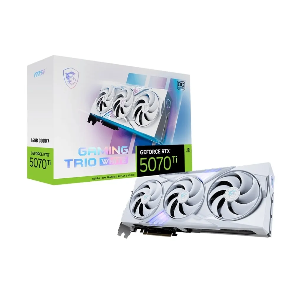 Відеокарта GF RTX 5070 Ti 16GB GDDR7 Gaming Trio OC White MSI (GeForce RTX 5070 Ti 16G GAMING TRIO OC WHITE) - зображення 1