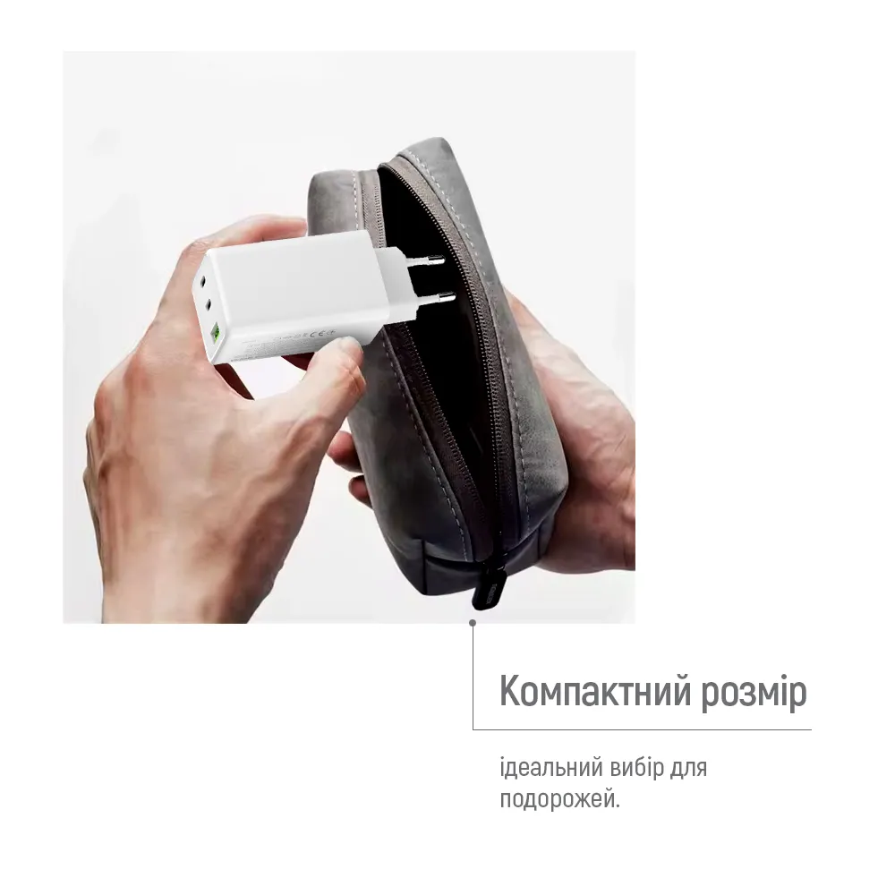 Мережевий зарядний пристрій ColorWay GaN Mini 100W PD Port PPS USB (USB-2C1A) White (CW-CHS061PD-WT) - мініатюра 10