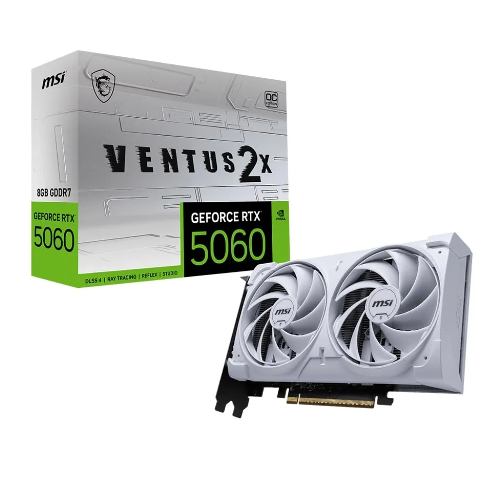 Відеокарта GF RTX 5060 8GB GDDR7 Ventus 2X OC White MSI (GeForce RTX 5060 8G VENTUS 2X OC WHITE) - мініатюра 5