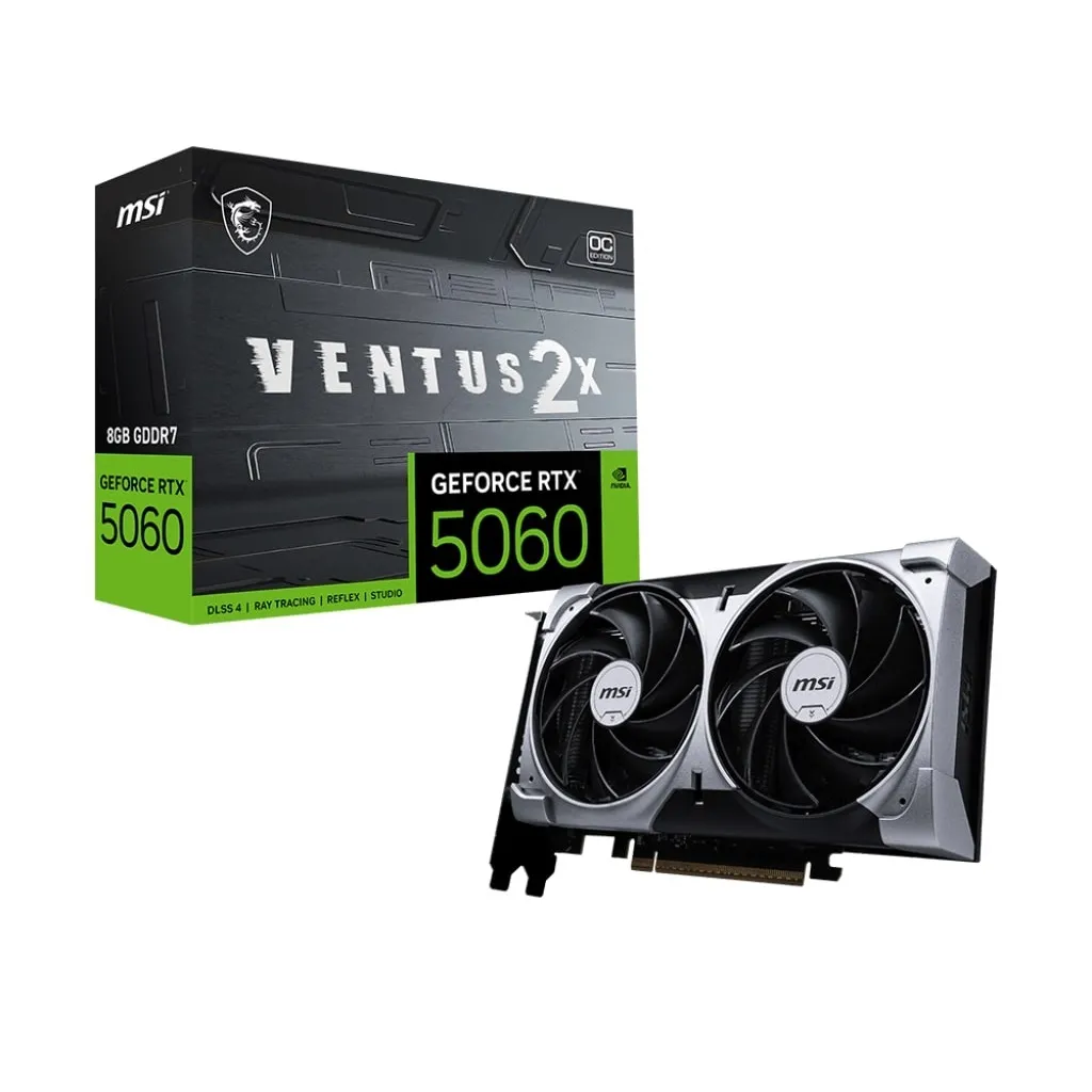 Відеокарта GF RTX 5060 8GB GDDR7 Ventus 2X OC MSI (GeForce RTX 5060 8G VENTUS 2X OC) - зображення 1