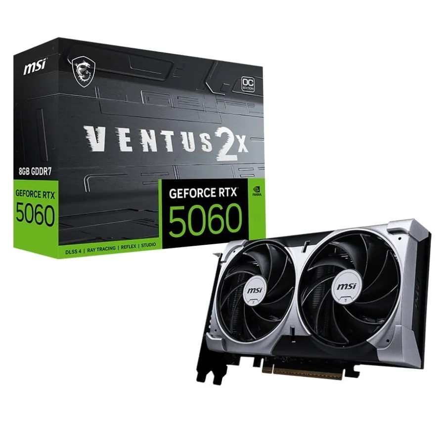 Відеокарта GF RTX 5060 8GB GDDR7 Ventus 2X OC MSI (GeForce RTX 5060 8G VENTUS 2X OC) - мініатюра 6