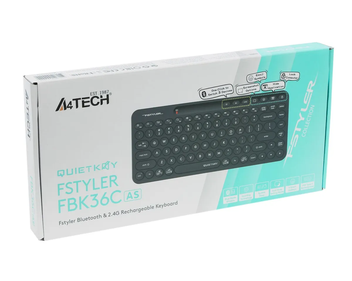 Клавіатура бездротова A4Tech FBK36C AS Black - мініатюра 7