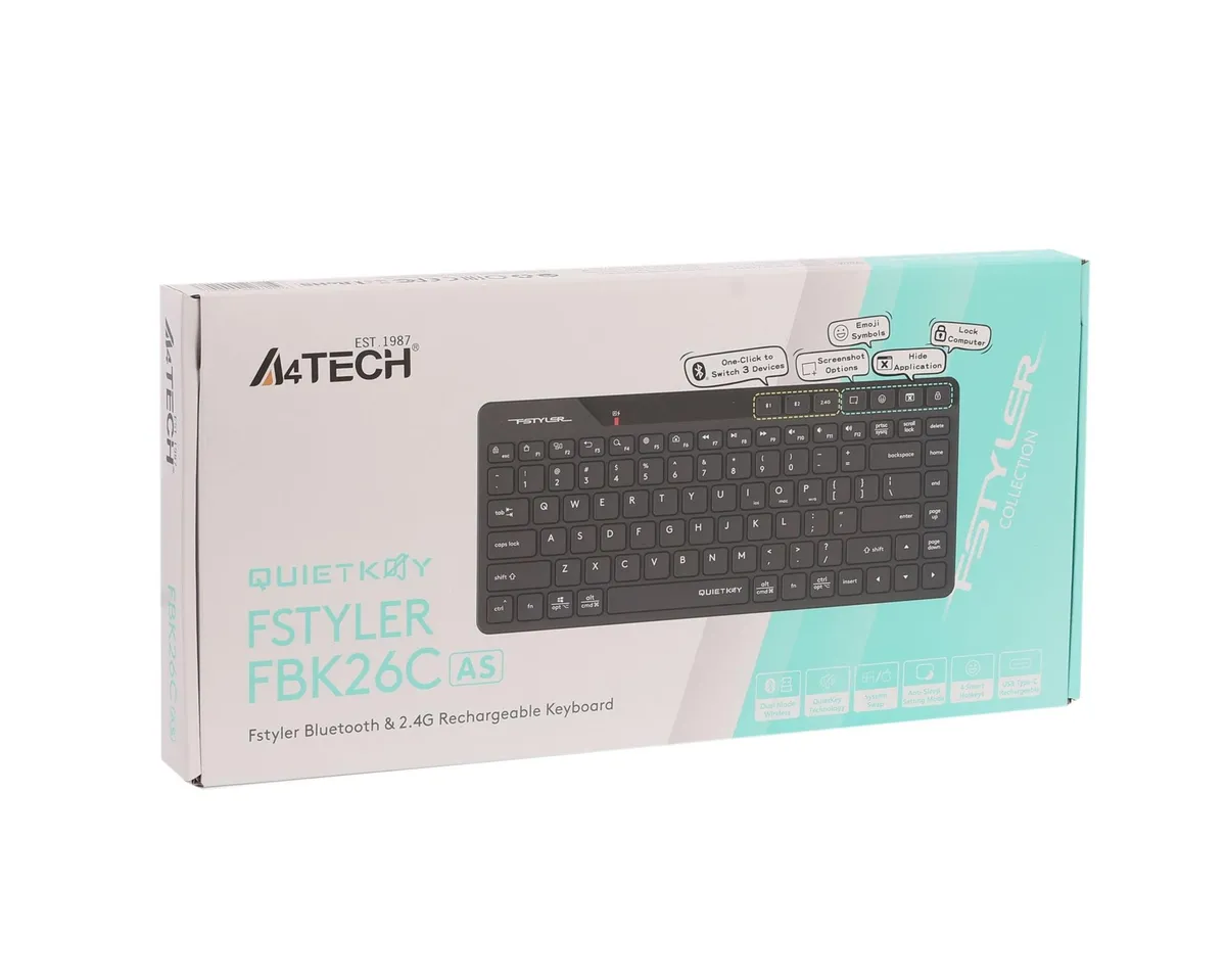 Клавіатура бездротова A4Tech FBK26C AS Black - мініатюра 7