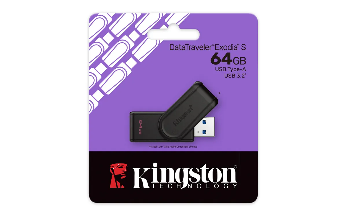 Флеш-накопичувач USB3.2 64GB Kingston DataTraveler Exodia S Black (DTXS/64GB) - мініатюра 3