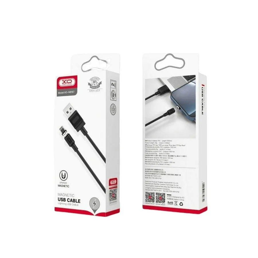 Кабель XO NB187 USB - Lightning, (M/M), 2.1A 1 м Black (6920680879632) - мініатюра 2