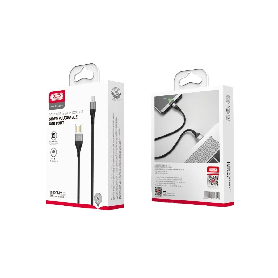 Кабель XO NB188 USB - micro-USB, (M/M), 2.4A 1 м Gray (6920680879717) - мініатюра 2