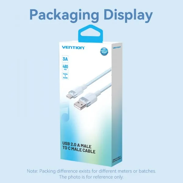 Кабель Vention USB - USB Type-C (M/M), 60W, 3A, 2 м, White (CTNWH) - мініатюра 10