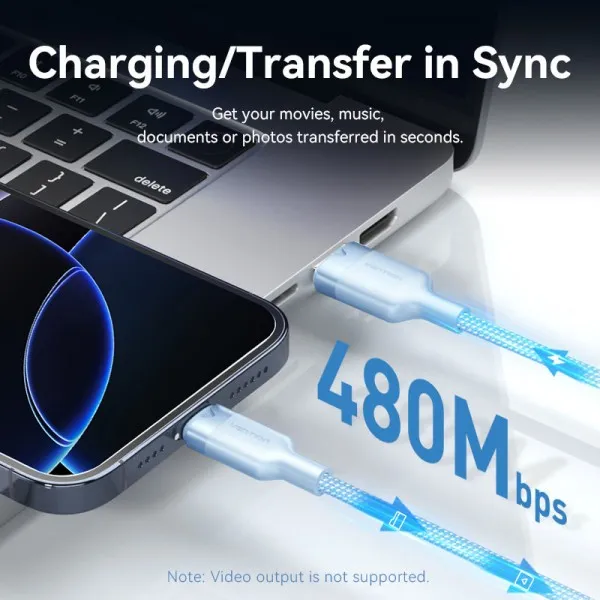Кабель Vention USB - USB Type-C (M/M), 60W, 3A, 2 м, White (CTNWH) - мініатюра 8