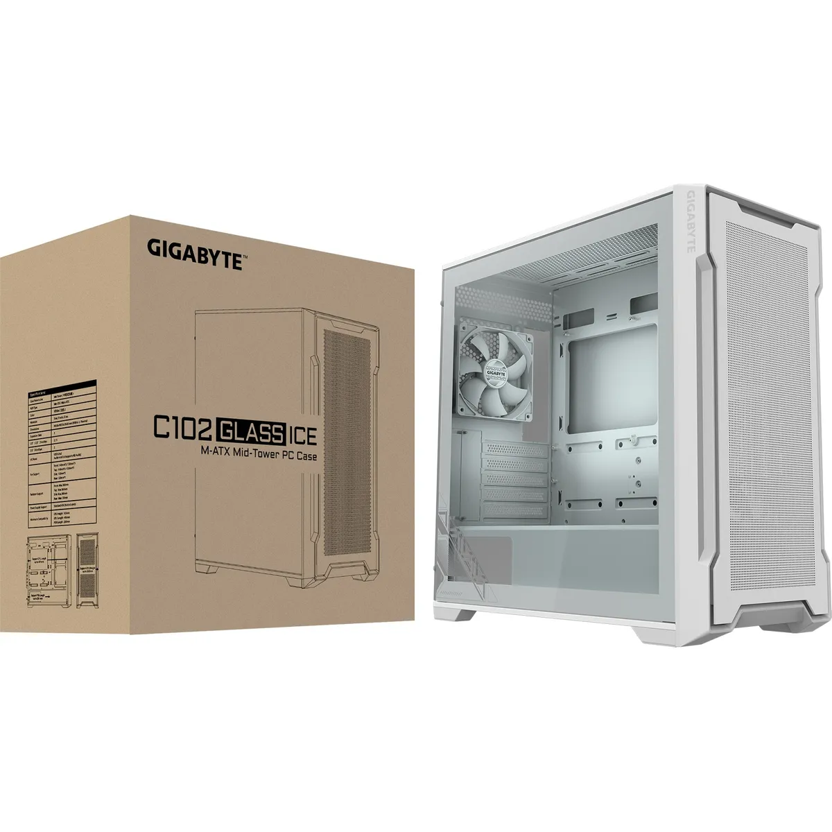 Корпус Gigabyte C102 Glass Ice White без БЖ (GB-C102GI) - мініатюра 2