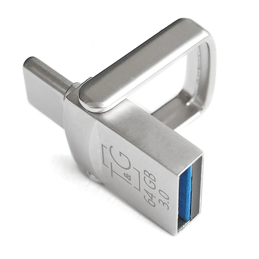 Флеш-накопичувач USB 3.0 64GB Type-C T&G Metall Series 104 Silver (TG104TC-64G3) - зображення 1