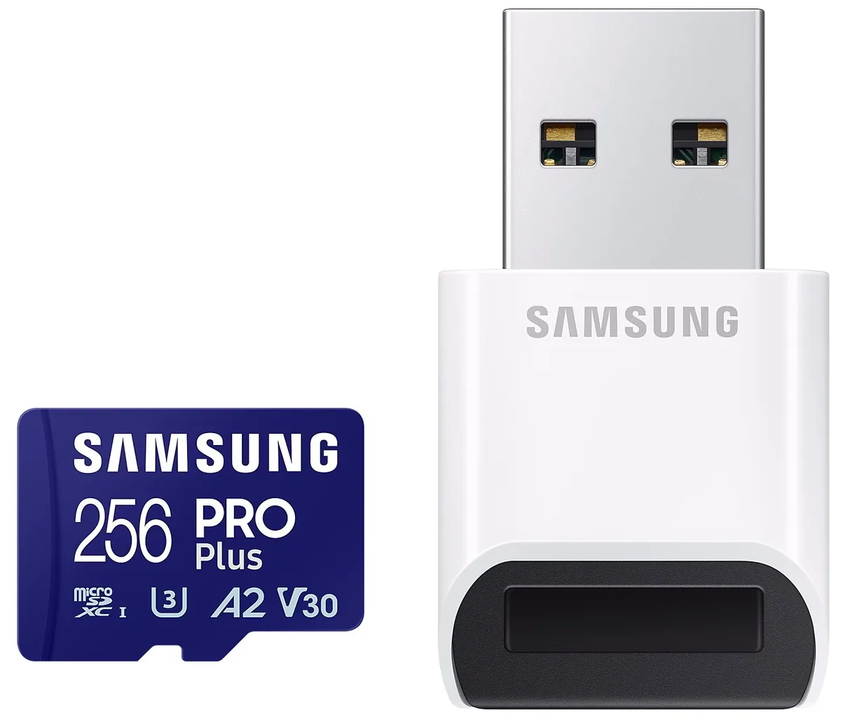 Карта пам`яті MicroSDXC 256GB UHS-I/U3 Samsung Pro Plus R180/W130MB/s + OTG Card reader (MB-MD256SB/WW) - мініатюра 2