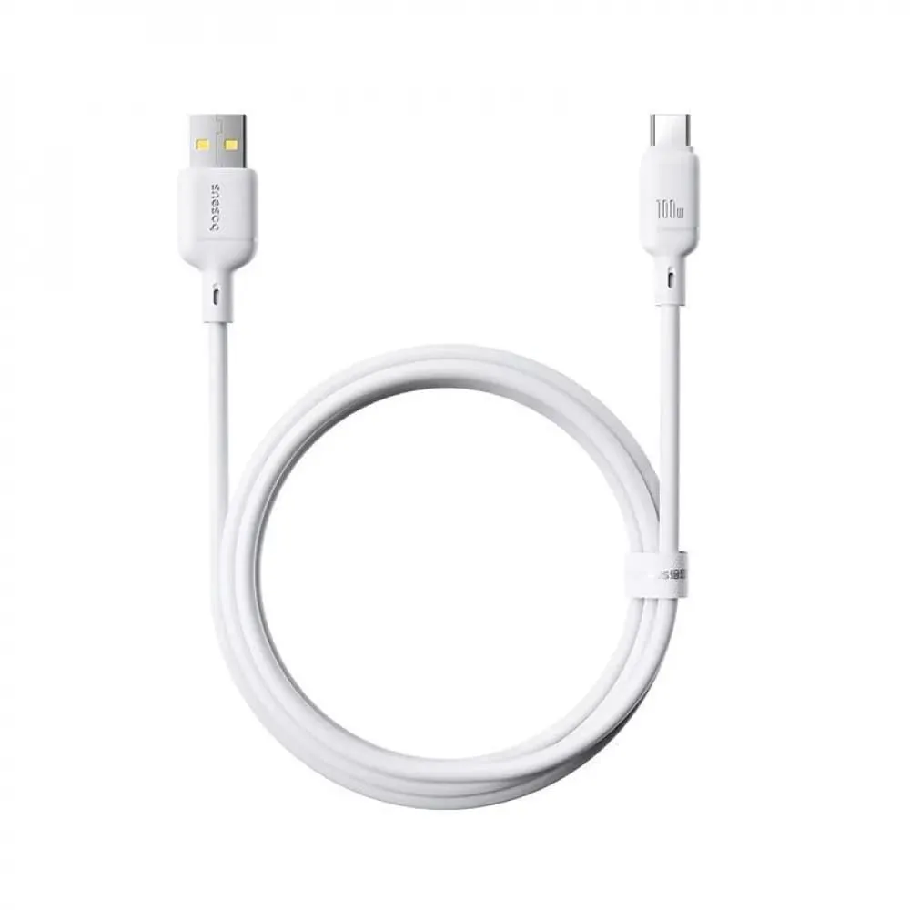 Кабель Baseus Silky USB - USB Type-C (M/M), 100W, 1 м White (6932172668884) - зображення 1