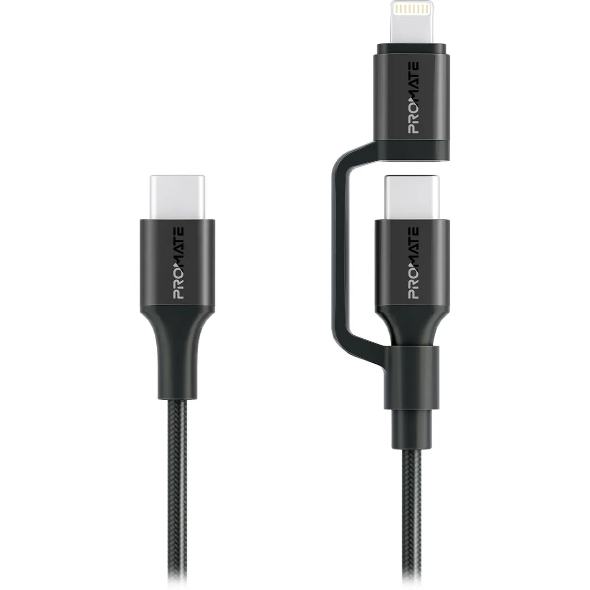 Кабель Promate USB Type-C - USB Type-C Lightning (M/M), 3A, 60W, 1.2 м, Black (powerlink-cci.black) - зображення 1