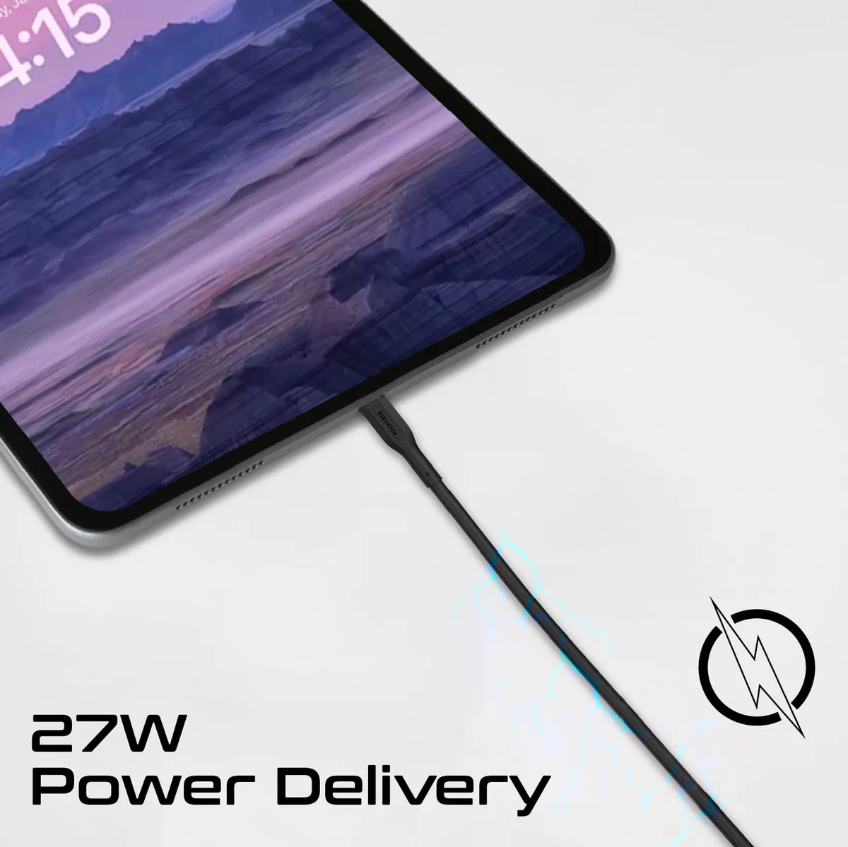 Комплект кабелів Promate USB Type-C - Lightning (M/M), 3A, 27W, 0.3 м, 1.2 м, 2 м Black (cablekit-ci) - мініатюра 3