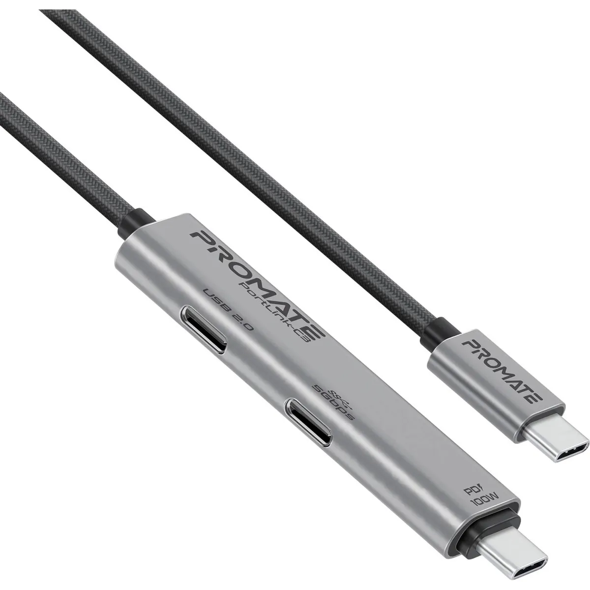 Кабель Promate USB Type-C - USB Type-C (M/M), 5A, 100W, 1.5 м, Black (portlink-c3.black) - зображення 1