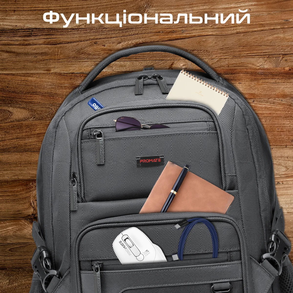 Рюкзак для ноутбука Promate Elitepack Lite 15.6" Black - мініатюра 3