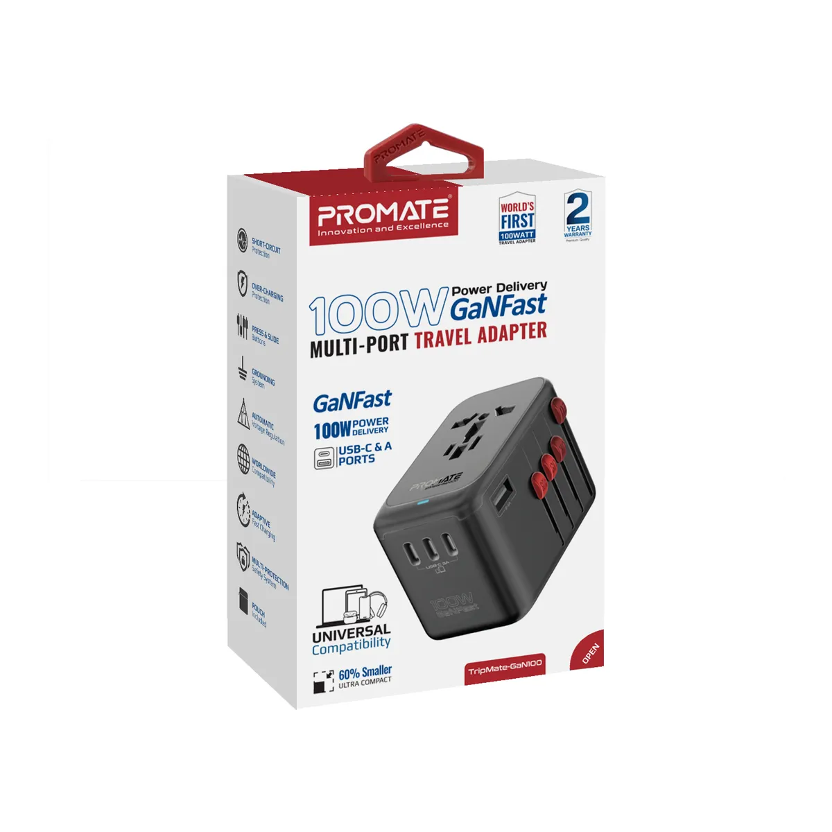 Зарядний пристрій Promate TripMate-GaN100 100W Black - мініатюра 10