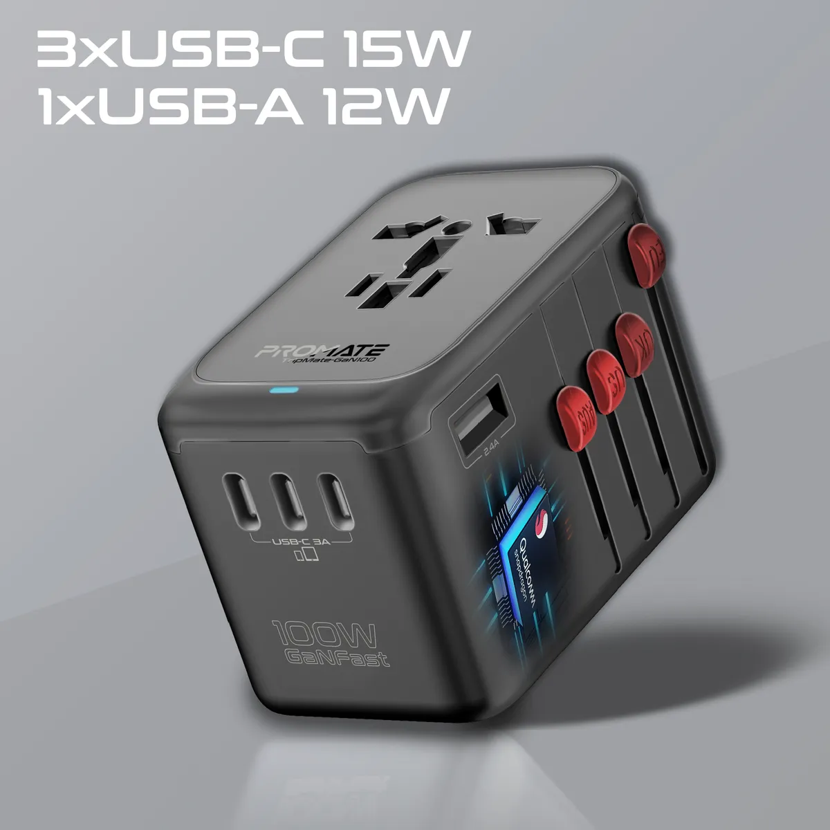 Зарядний пристрій Promate TripMate-GaN100 100W Black - мініатюра 7