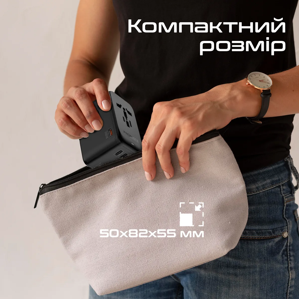 Зарядний пристрій Promate TripMate-GaN100 100W Black - мініатюра 9