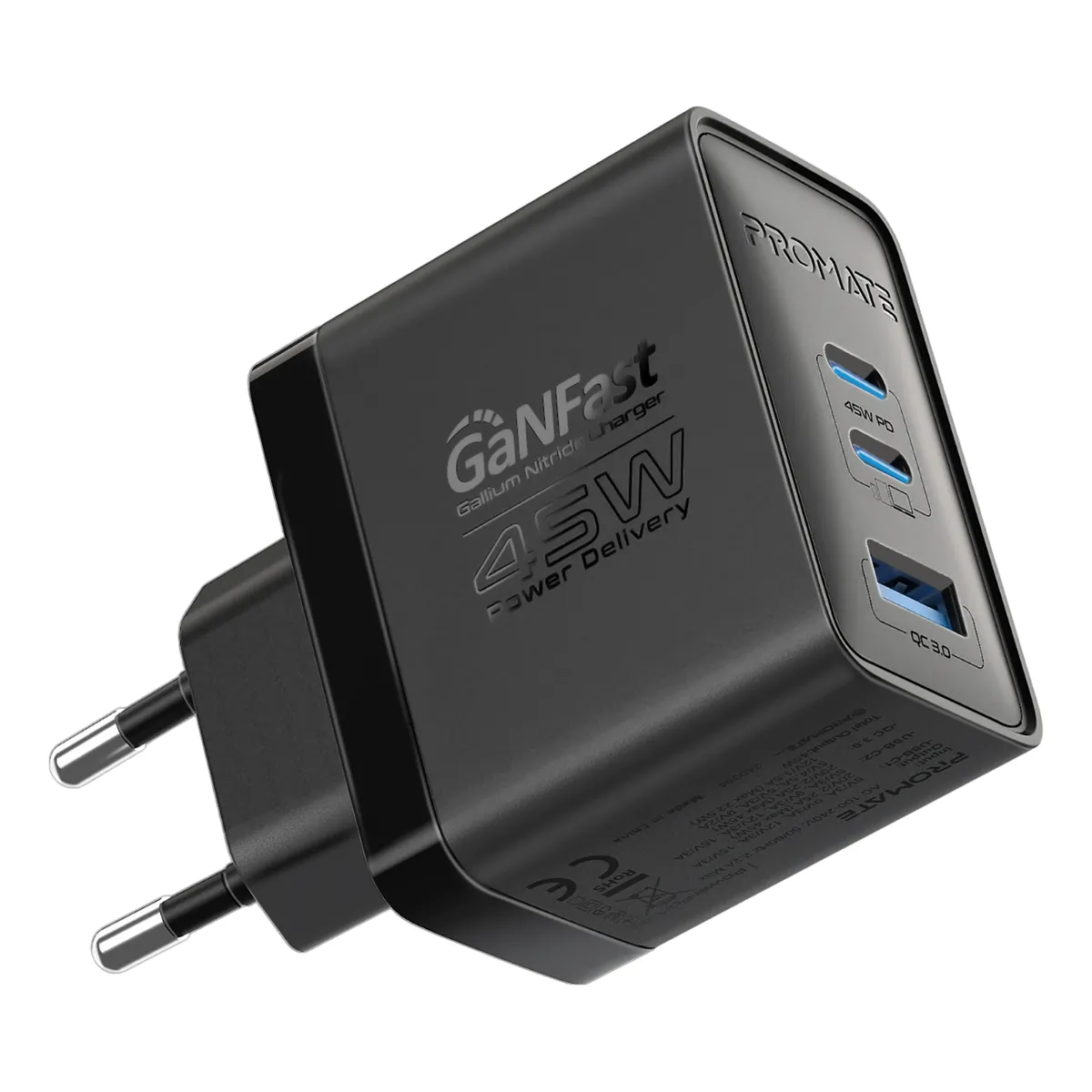 Зарядний пристрій Promate PowerPort 45W Black - зображення 1