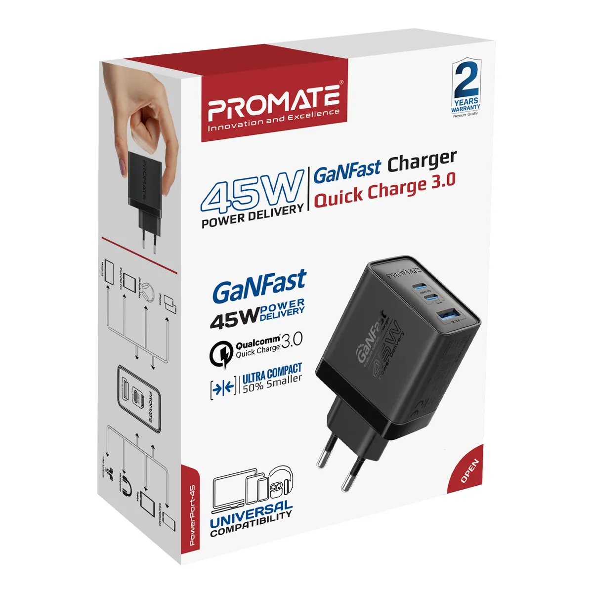 Зарядний пристрій Promate PowerPort 45W Black - мініатюра 6