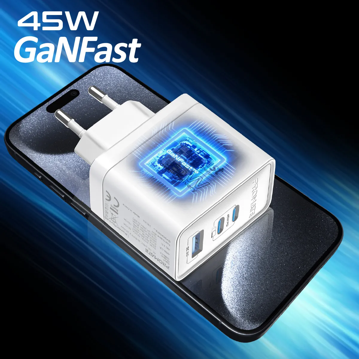 Зарядний пристрій Promate PowerPort 45W White - мініатюра 2