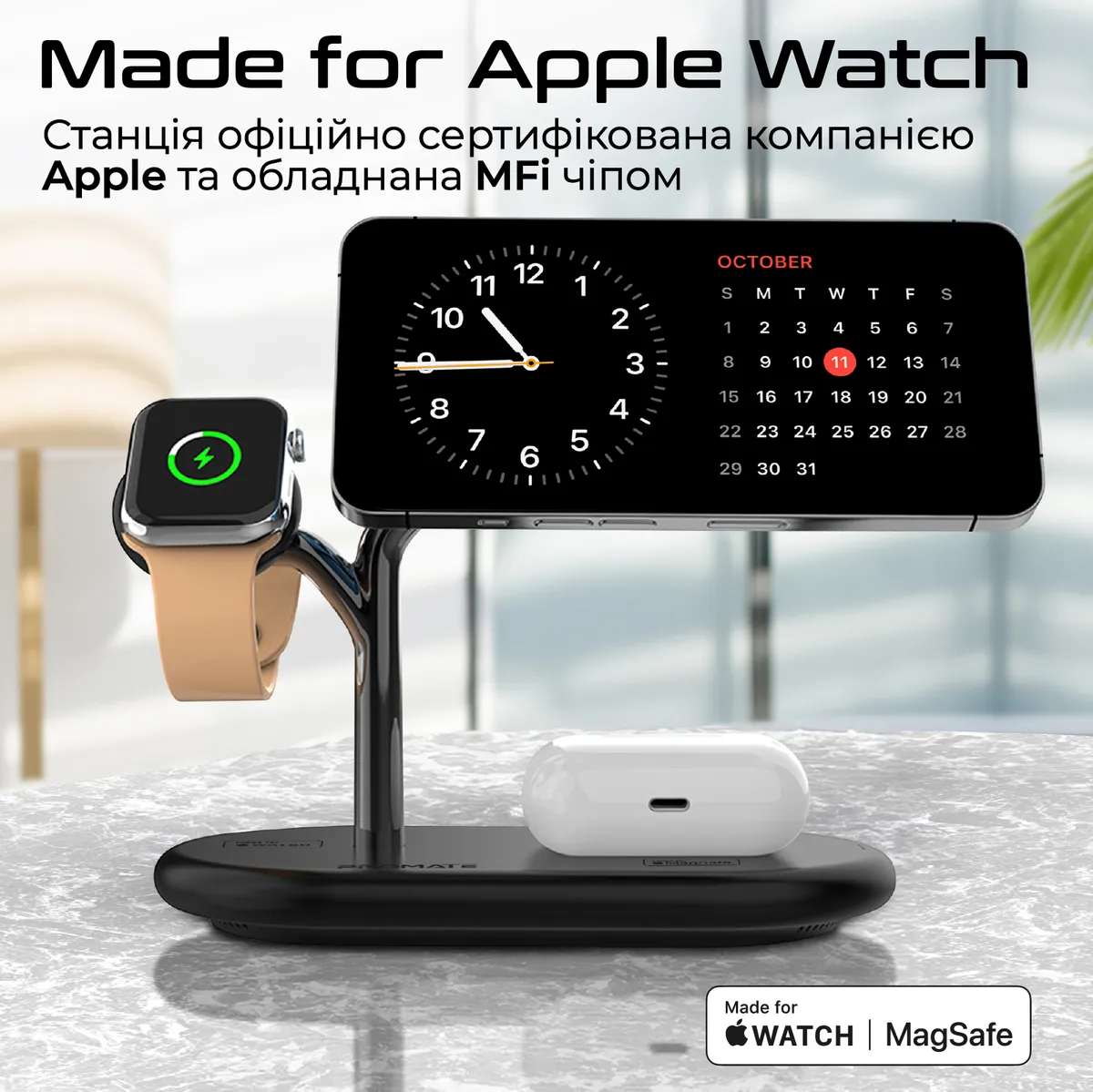 Бездротовий зарядний пристрій Promate Synergy-Pro MagSafe 57W Black - мініатюра 3